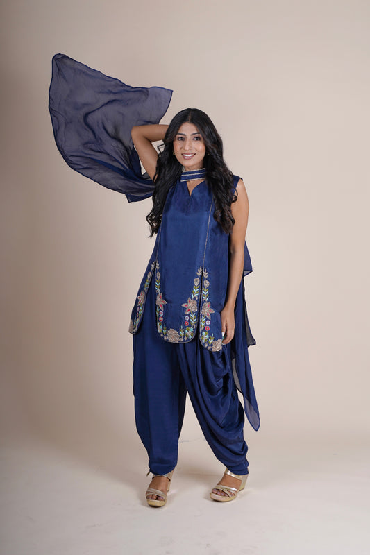 Blue Dhoti Kurta For Women