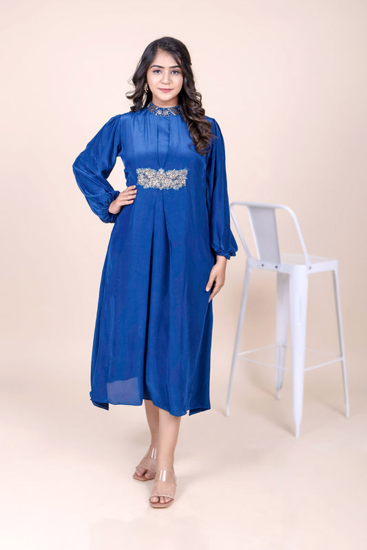 Tarz's Blue Indowestern one piece Dress