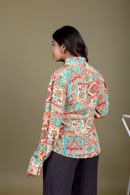 Tarz's Cream printed Shirt for women