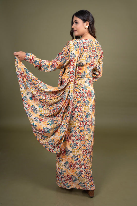 Tarz's printed saree drape dress