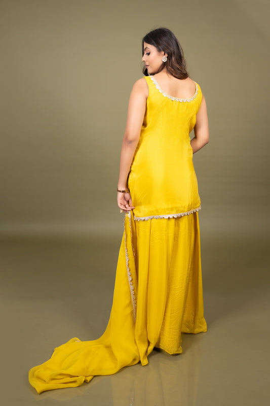 Yellow Gota detailing Palazzo set with dupatta