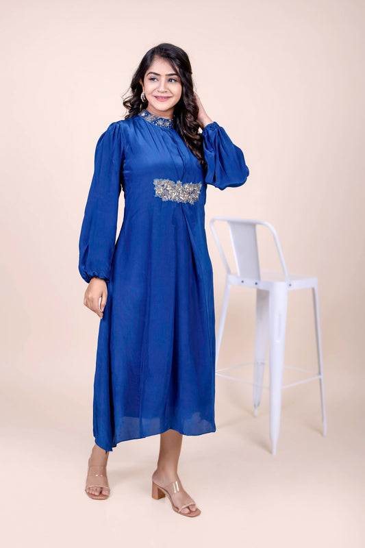 Tarz's Blue Indowestern one piece Dress