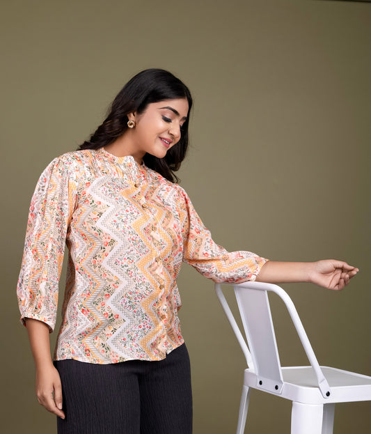 Tarz's Yellow printed Shirt for women