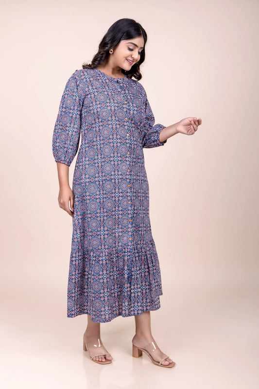 Tarz's Blue fully Printed Maxi dress